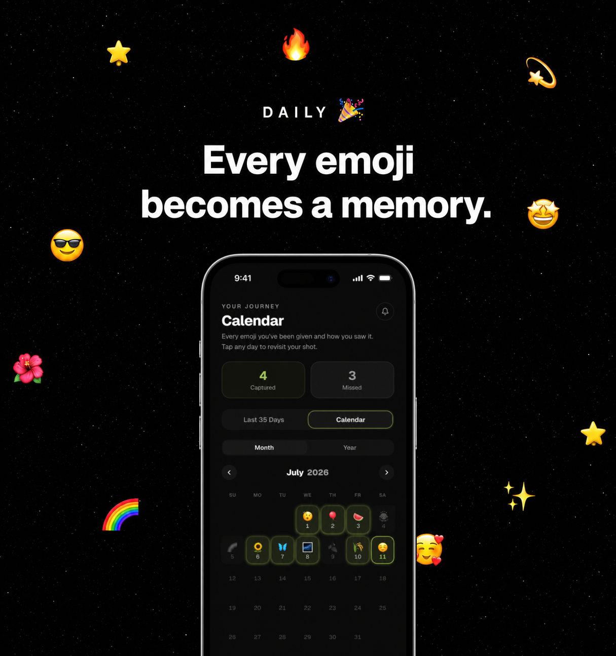 DAILY memory calendar screen