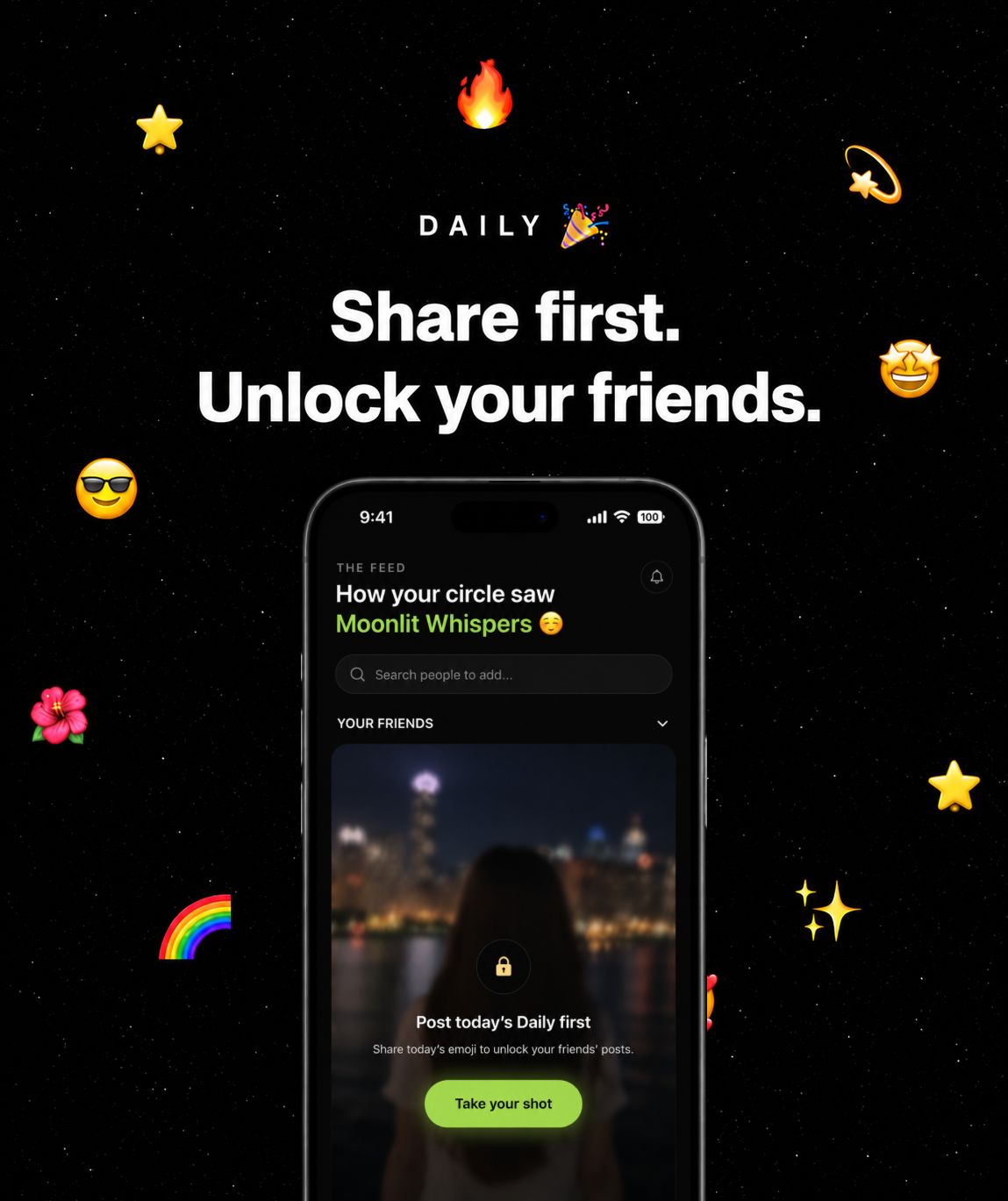 DAILY friends feed screen