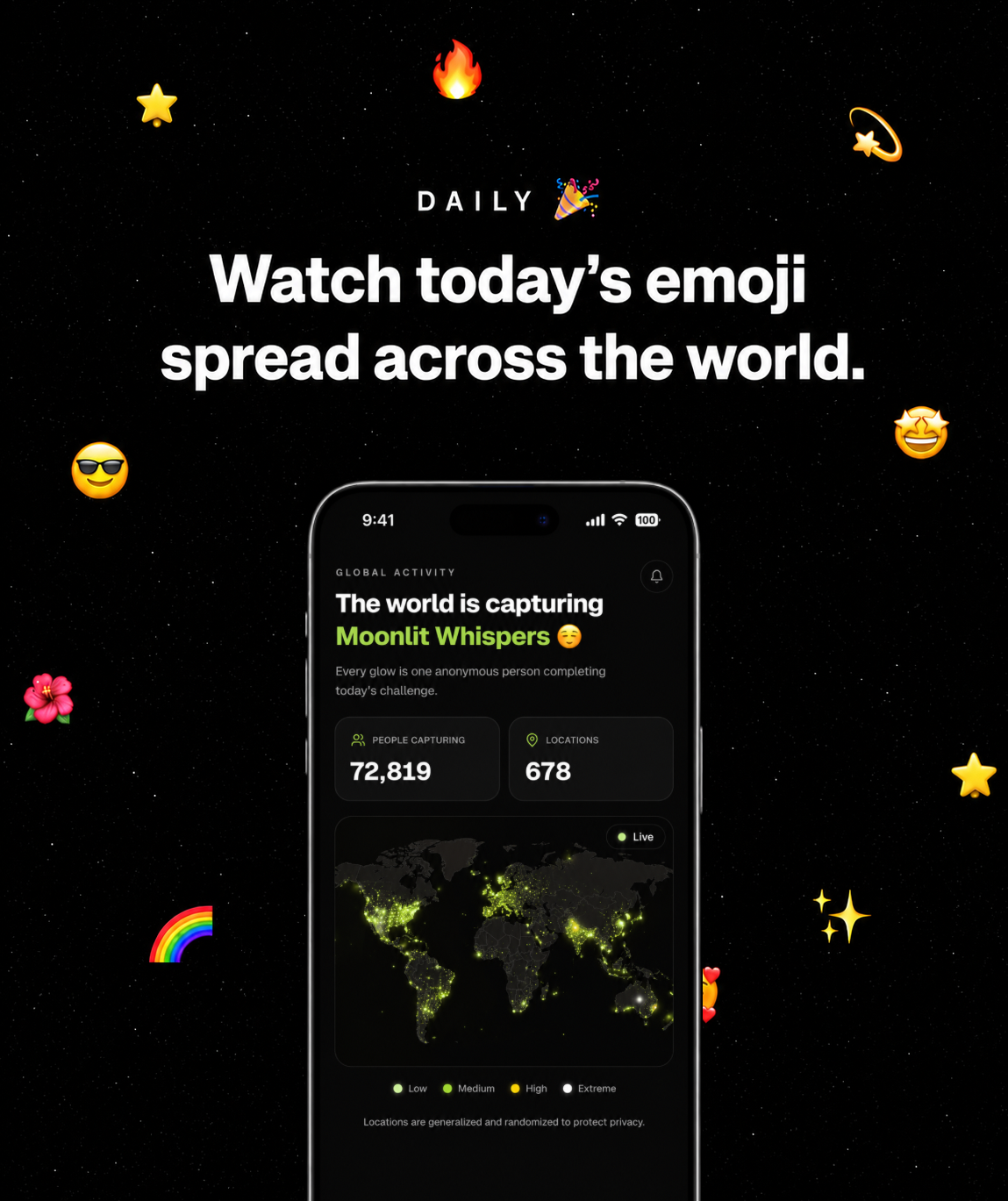 DAILY global activity map screen