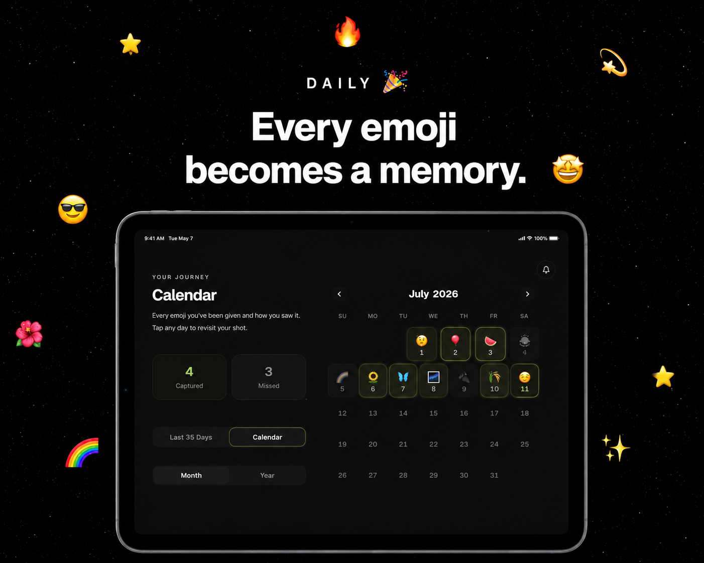 DAILY memory calendar on tablet