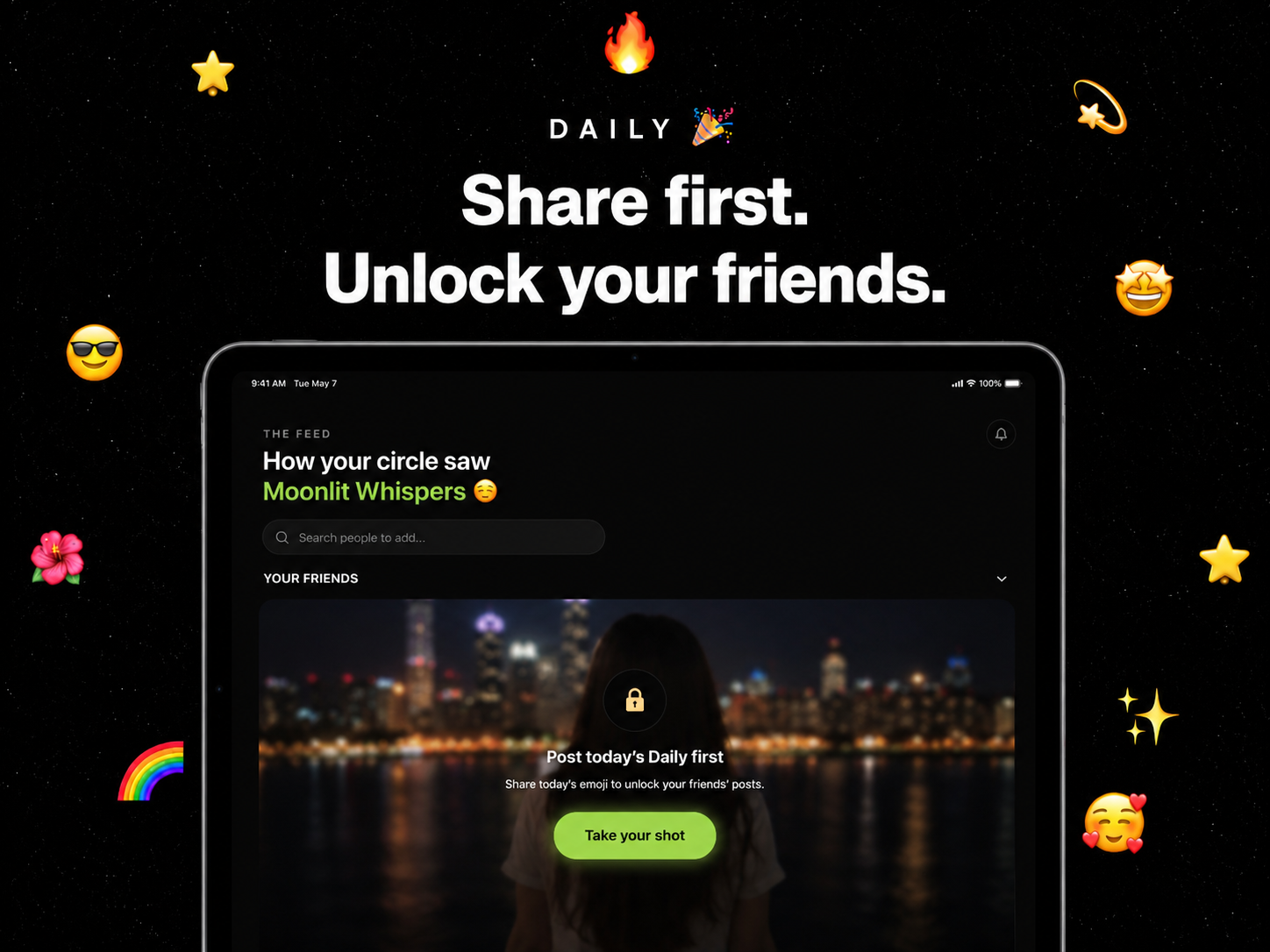 DAILY friends feed on tablet
