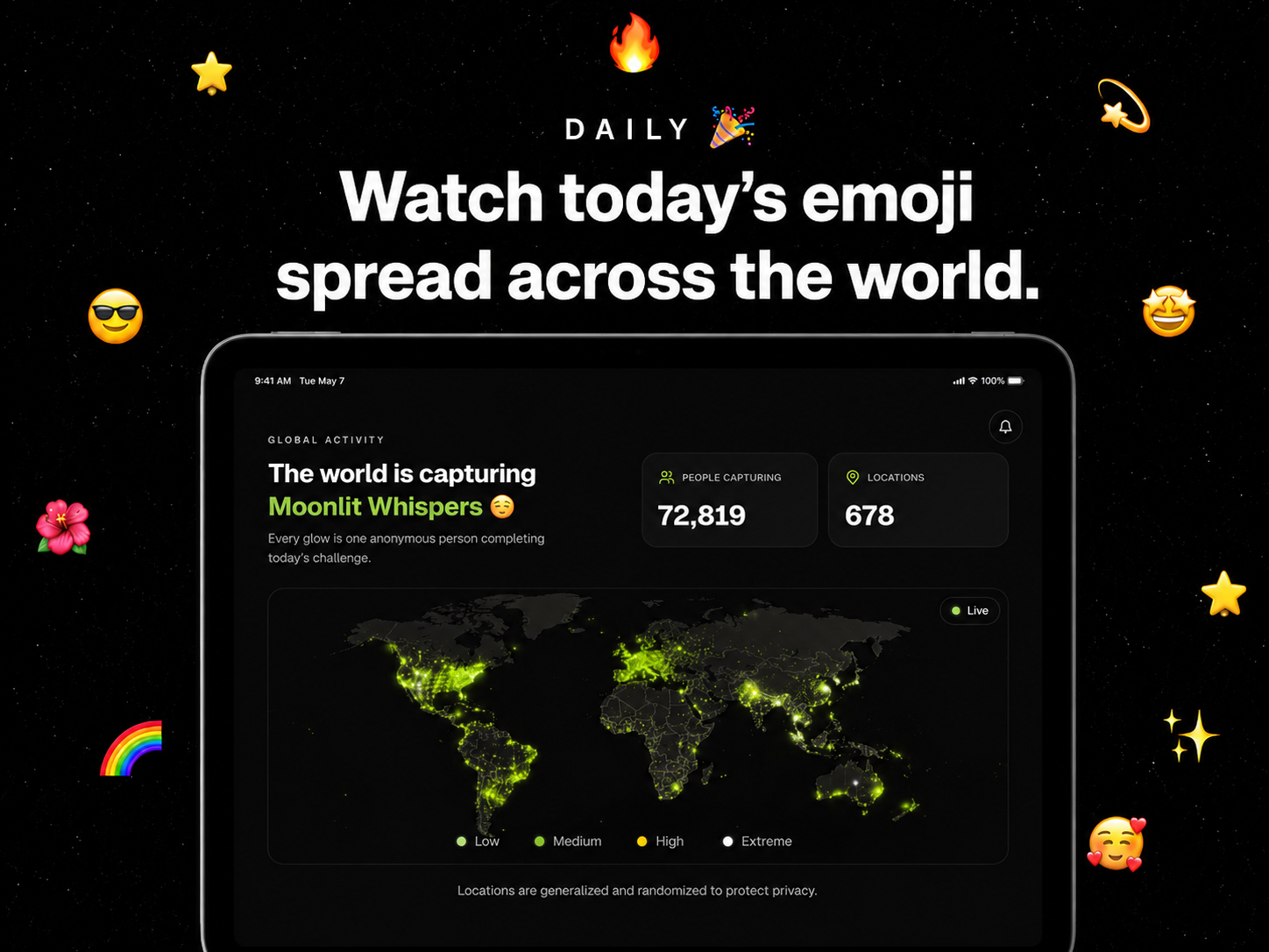 DAILY global activity map on tablet